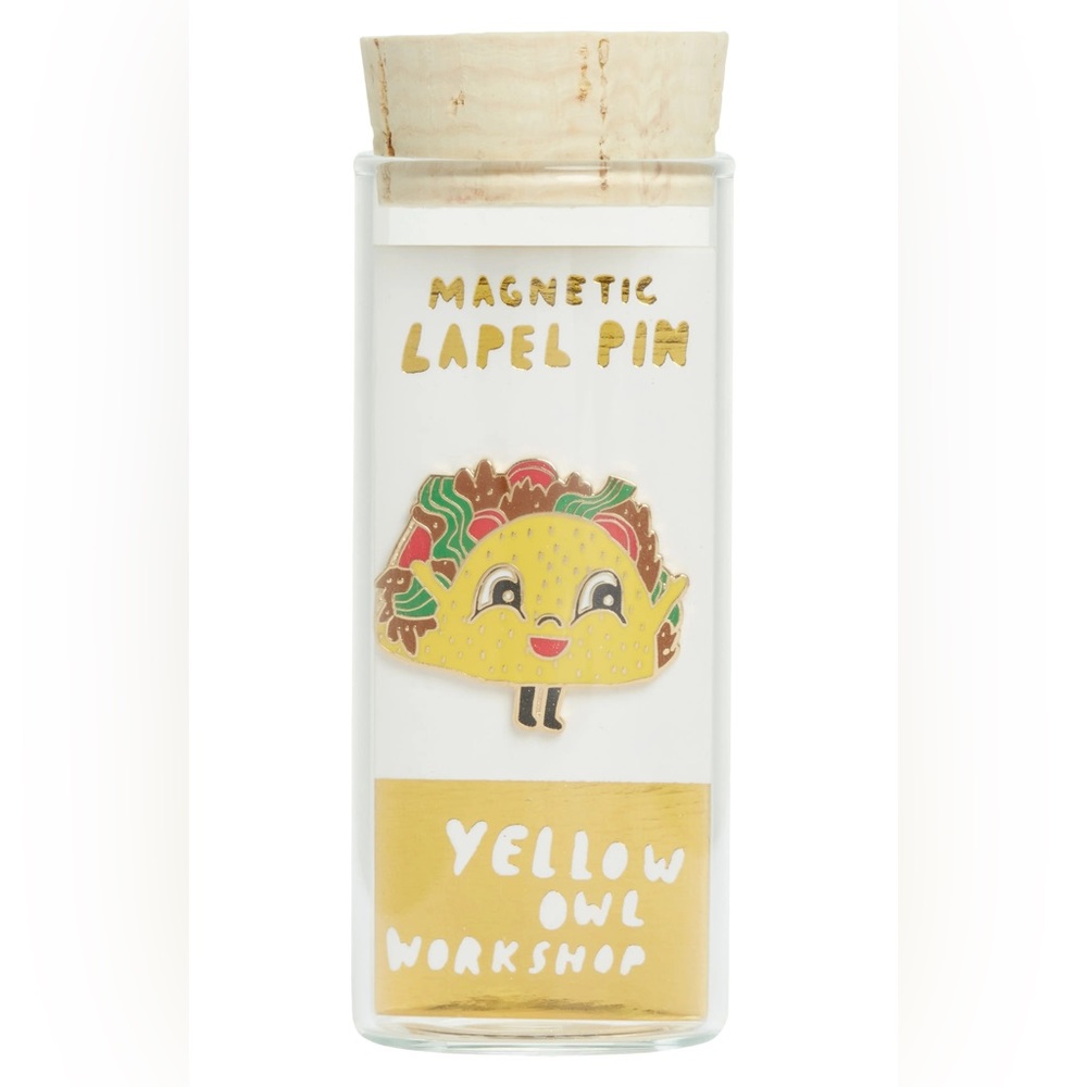 NWT Yellow Owl Workshop Taco Enamel Lapel Pin.